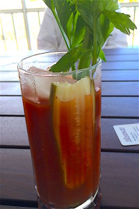 Bloody Mary with pickle and celery