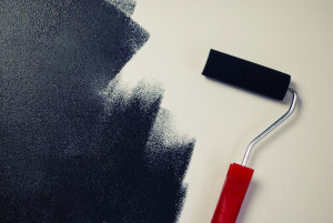 painting black on white with paint roller